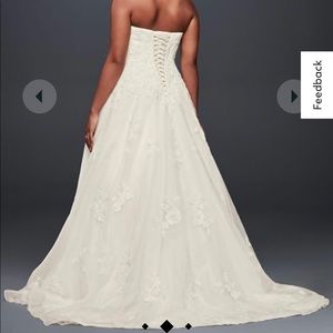 David’s Bridal Jewel Ivory A-Line Lace and Organza Wedding Gown